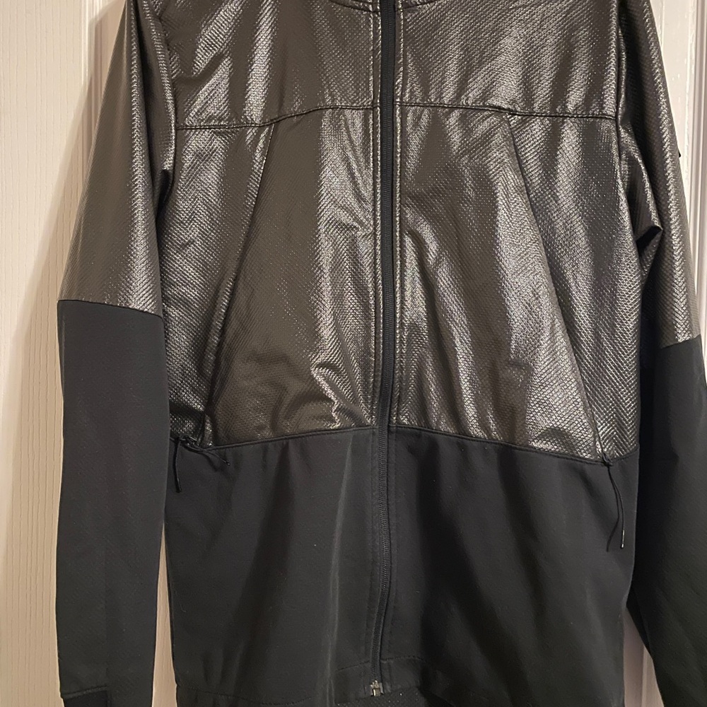 Under‎ Armour Jacket Mens Large Black Excellent Coldgear Hooded Zip Techwear